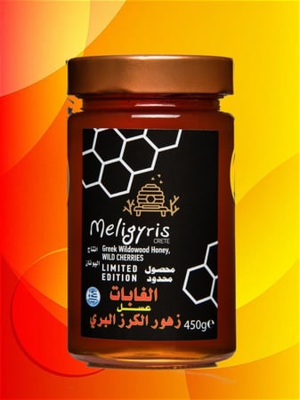 عسل  الغابات زهور الكرز البري انتاج محدود 450 جرام تذوق الطعم انتاج شركة ميليجرس اليونان ينصح به لمرضى السكري، و السمنة، و الضعف الكبدي، و تصلب الشرايين، والروماتيزما، والحصى في الصفراء، وفي البول، وهو مطهر معوي.