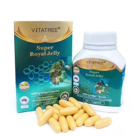 عذاء الملكات 100 كبسولة Vitatree Super Royal Jelly 1600mg 100 Capsules
