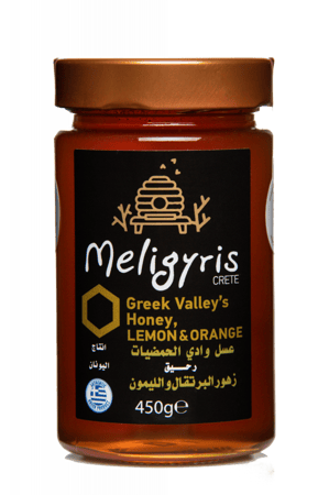 عسل الحمضيات ( اللبمون والبرتقال ) 450 جرام  وادي الحمضيات شركة ميليجرس العالمية - اليونان