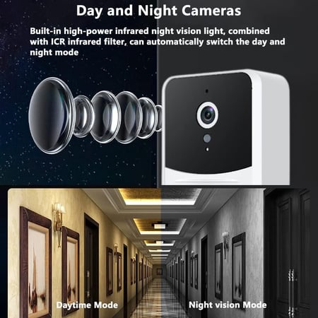 جرس باب بكاميرا سحرية للمراقبة عن بعد يعمل بالواي فاي ماركة شابلين لامان المنزل