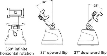 حامل/ستاند/قاعدة موبايل سمارت مع خاصية تتبع الوجه التلقائي بدون استخدام اليدين، عصا بنظام سمارت سيلفي دوارة 360 درجة للبث المباشر والفيديو والصور من اباي، أسود