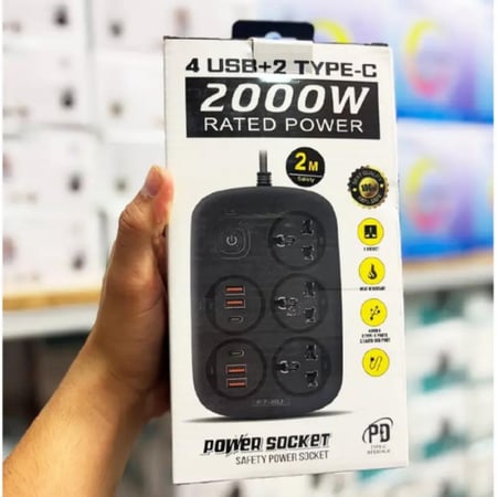 توصيلة كهربائية وشحن 4 يوسبي و2تايب سي الاصليه