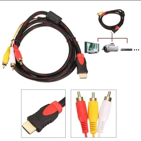 كابل HDMI ذكر إلى 3 RCA ذكر AV كابل الفيديو الصوت مكون محول 1080p كابل ل HDTV أسود 5ft / 1.5m