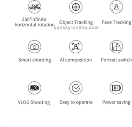 حامل/ستاند/قاعدة موبايل سمارت مع خاصية تتبع الوجه التلقائي بدون استخدام اليدين، عصا بنظام سمارت سيلفي دوارة 360 درجة للبث المباشر والفيديو والصور من اباي، أسود