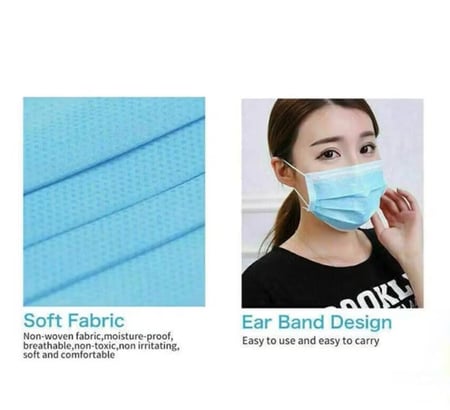كمامة وجه واقية 3 طبقات للاستخدام مرة واحدة من 50 قطعة