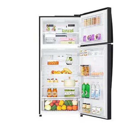 ثلاجة بابين إل جي 18 قدم بسعة 509 لتر - فريزر علوي- تدفق هواء متعدد- لون أسود موديل LT19CBBMIN
