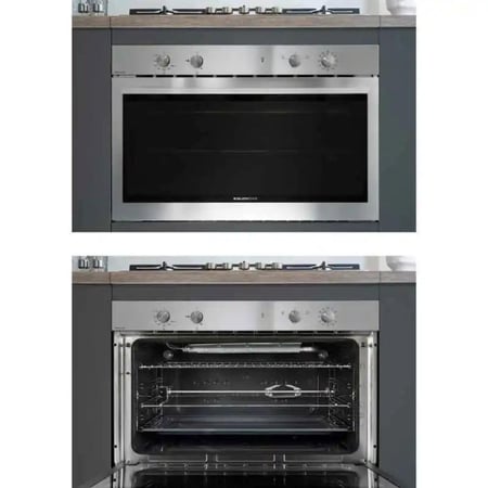 جليم غاز فرن غاز بلت ان 90 سم، شواية غاز، مروحه داخليه لتوزيع الحراره، 5 وظائف، استيل - GFD9GG1IX