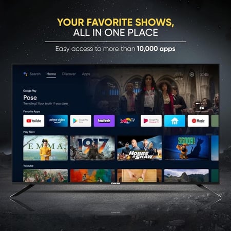 شاشة ذكية نيكاي 58 بوصة كيو ليد بنظام تشغيل جوجل تقنية HDR10+ وتقنية الصوت دولبي اتوموس موديل NPROG60QLED