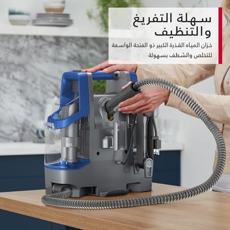 هوفر مكنسة صغيرة محمولة باليد للسجاد والمفروشات والأرضيات - 1.6 لتر - 400 واط - رمادي وأزرق - CDCW-CSME