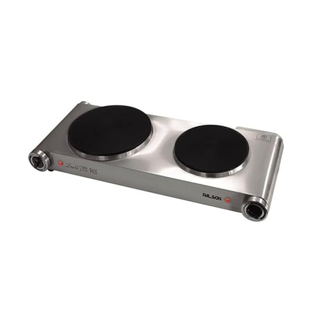 موقد كهربائي بالسون مزدوج من الفولاذ المقاوم للصدأ ، 2500 وات، ضوء تشغيل، أقدام مطاطية مقاومة للانزلاق، حماية السلامة موديل 30993