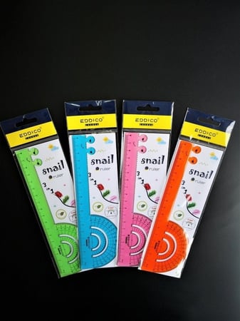 3في1 منقلة,مسطرة,تخطيط شكل حلزون اربع الوان