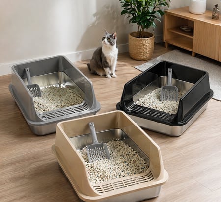 ليتر بوكس للقطط حوض رمل القطط صحن رمل القطط ليتر بوكس ستيل cat Litter