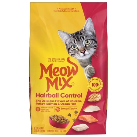 مياو مكس طعام جاف للقطط التخلص من كرات الشعر Meow Mix Hairball Control
