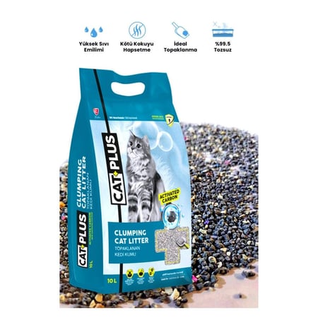 كات بلس 10 لتر للقطط برائحة الاكتيف كربون - متجر قطتي الجميلة