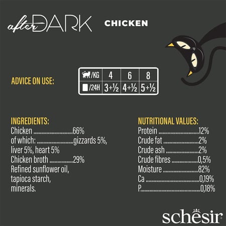 معلبات شيزر افتر دارك وجبة صحية للقطط البالغة Schesir After Dark