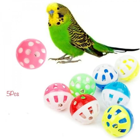 كرة تفاعلية لجميع الببغاوات الصغيرة والكبيرة  - العدد 5 قطع مزودة بجرس