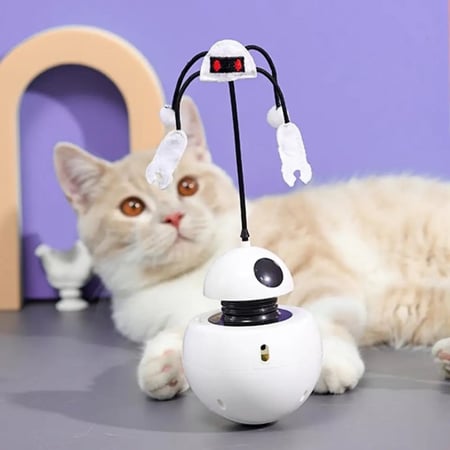 لعبة الروبوت مع بطارية العاب قطط تفاعلية ليزر لتدريب القطط Robot Toy
