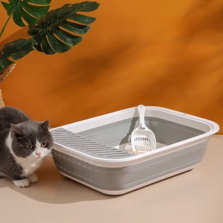 حوض رمل قطط سريع التكتل ليتر بوكس مع مجرفة صندوق فضلات القطط الصغيرة