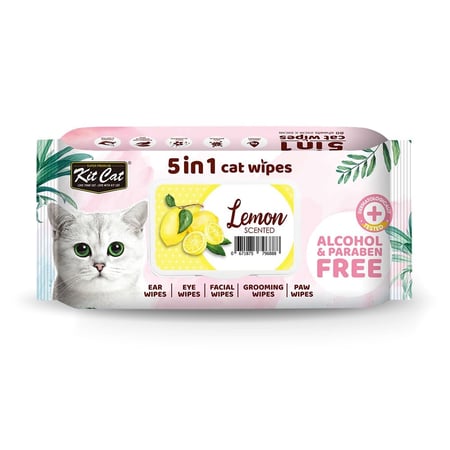 كت كات مناديل معطرة برائحة الليمون 5 في 1 - kit cat wet wipes 80Pcs