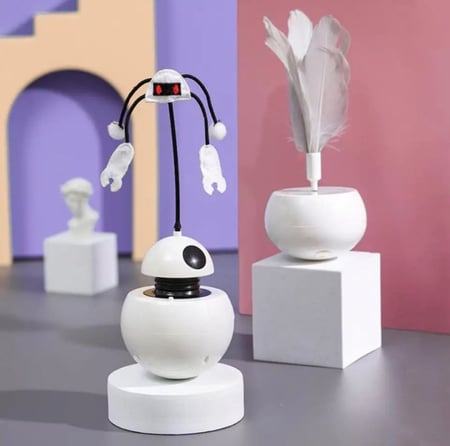 لعبة الروبوت مع بطارية العاب قطط تفاعلية ليزر لتدريب القطط Robot Toy