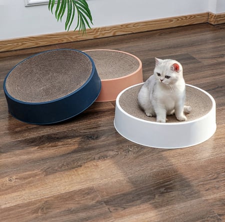 العاب قطط لوح خدش خداشة دائرية للقطط كرتون مموج لتجنب خدش القطط - سادة