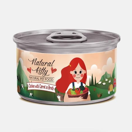 ناتشورال كيتي الدجاج مع الجزر في المرق معلبات للقطط Natural Kitty