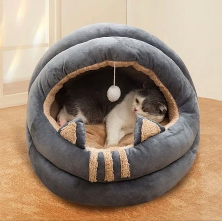 سرير قطط خيمة قطط بيت قطط من القطيفة دائري - متجر قطتي الجميلة
