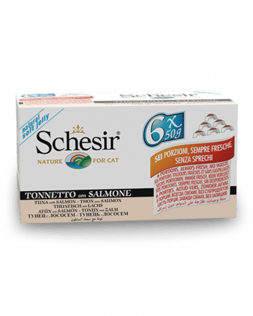 شيزر 6 معلبات التونا مع السالمون للقطط Schesir Tuna Salmon Fillet 6x50