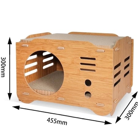 منزل خشبي للقطط - بيت دائري - خداشة قطط - متجر قطتي الجميلة