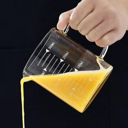 ابريق قياس زجاجي بغطاء خشبي مقاس 350مل