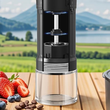 مطحنة قهوة يدوية بترس سيراميك اسود و تحكم خارجي بالطحن