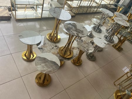 طقم طاولات خدمه استيل وسيراميك 6+1