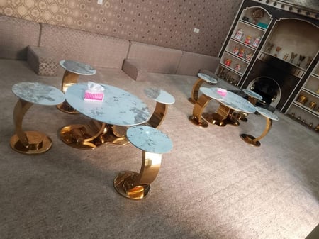 طقم طاولات خدمه استيل و سيراميك 4+1