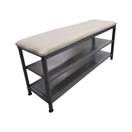 مقعد ورف أحذية بتصميم مودرن ومميز بلون رمادى