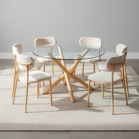 طقم طاولة طعام زجاجية بتصميم مميز