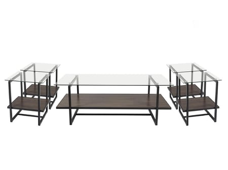 طقم شاى خشب مع زجاج 4+1 اللون بني