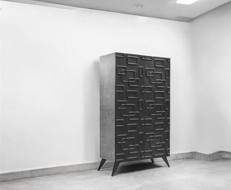 دولاب احذية 2 باب اسود مع رمادي