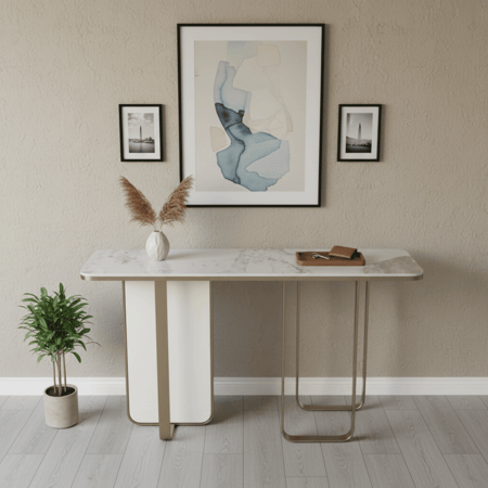 كنسول سيراميك واستيل لون رمادي فاتح