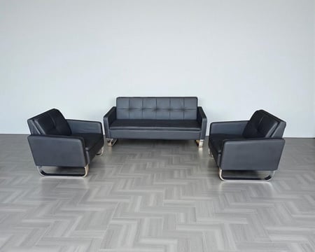 طقم كنب مكتبي جلد فاخر بتصميم عصري