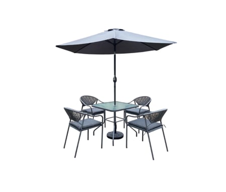 طاولة طعام مع مظلة 4 كراسي بتصميم عصري مميز