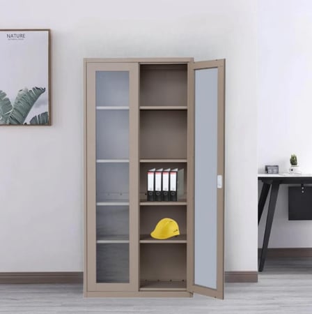 دولاب مكتبي أبواب معدن وزجاج