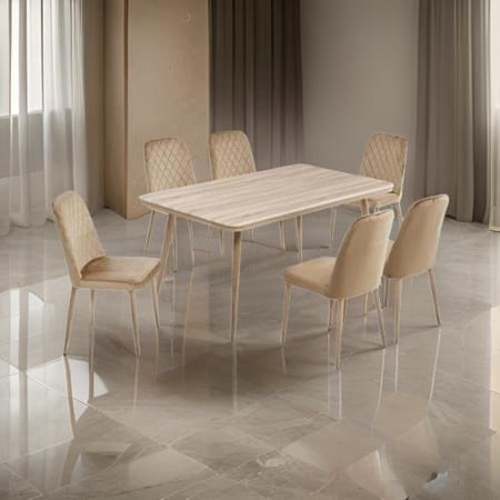 طاولة طعام خشب 6 كرسي