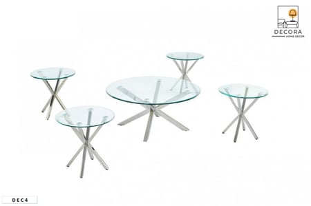 طقم ستيل زجاج 4+1 فضي