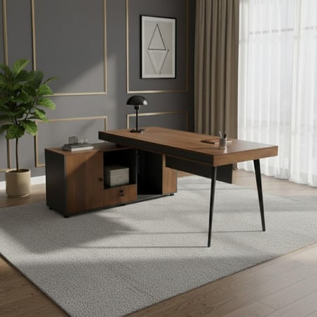 مكتب خشبي اللون بني