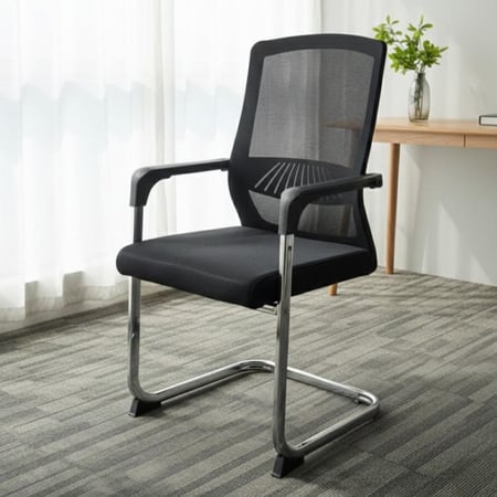 كرسي مكتبي ثابت لون اسود بتصميم مميز
