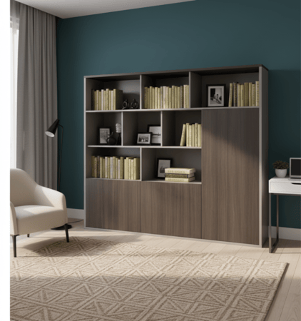 وحدة تخزين مكتبية أو مكتبة عرض ذات تصميم حديث
