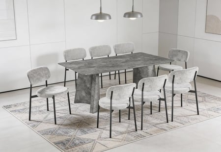 طاولة طعام خشب فاخرة بتصميم عصري لون رمادى