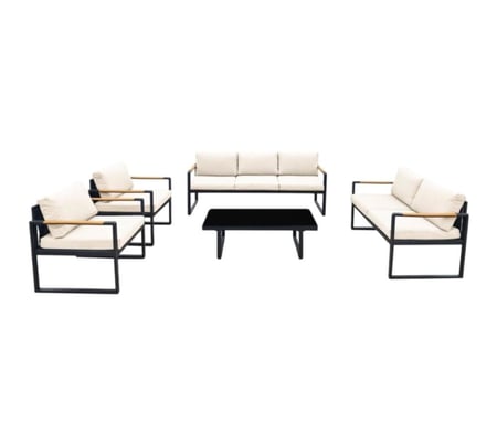 طقم كنب 7 أشخاص ألمنيوم بيج