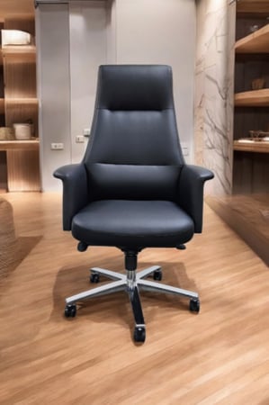 كرسي مكتب جلد عالي الظهر بتصميم فاخر