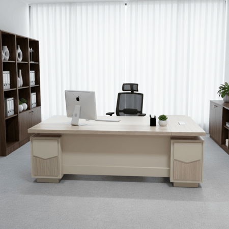 مكتب تنفيذي فاخر بتصميم كلاسيكي مقاس 220 سم